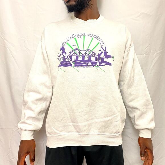 Vintage 90s jerzees south nyack run Crewneck sweatshirt XL - Picture 1 of 4